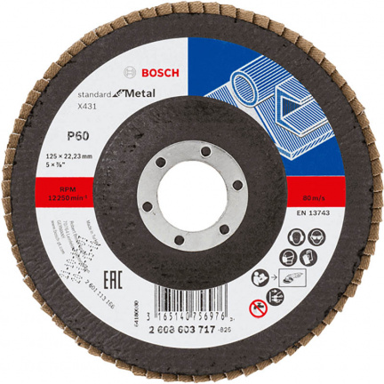 Круг лепестковый торцевой по металлу Bosch X431 Standard for Metal 125х22.2мм K60 (717)