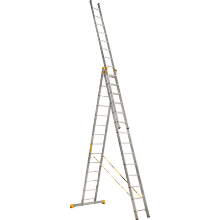 Лестница алюминиевая Алюмет трехсекционная 3x14 ступеней (9314)