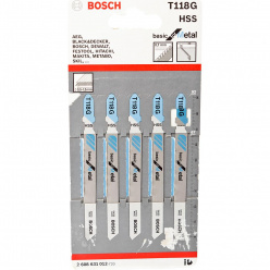 Набор пилок для лобзика по металлу Bosch T118G 92мм 5шт (012)