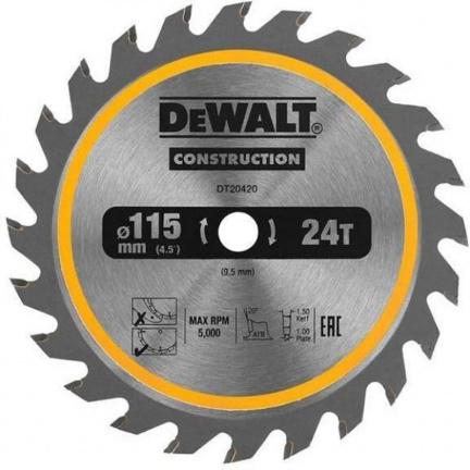 Диск пильный DeWalt CONSTRUCT DT20420 115x9,5мм 24T