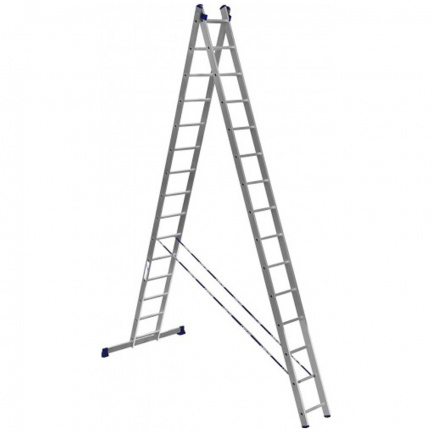 Лестница алюминиевая Алюмет двухсекционная 2x15 ступеней (6215)