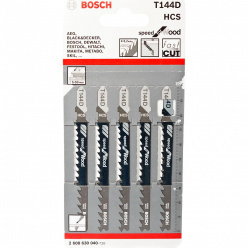 Набор пилок для лобзика по дереву Bosch T144D 100мм 5шт (040)