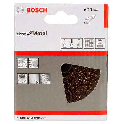 Кордщетка для УШМ Bosch чашеобразная витая 70мм М14 (020)