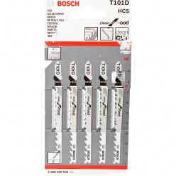 Набор пилок для лобзика по дереву Bosch T101D 100мм 5шт (032)
