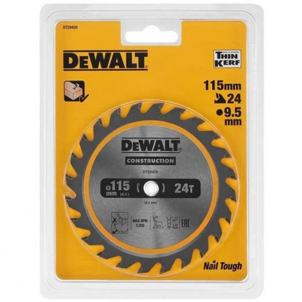 Диск пильный DeWalt CONSTRUCT DT20420 115x9,5мм 24T